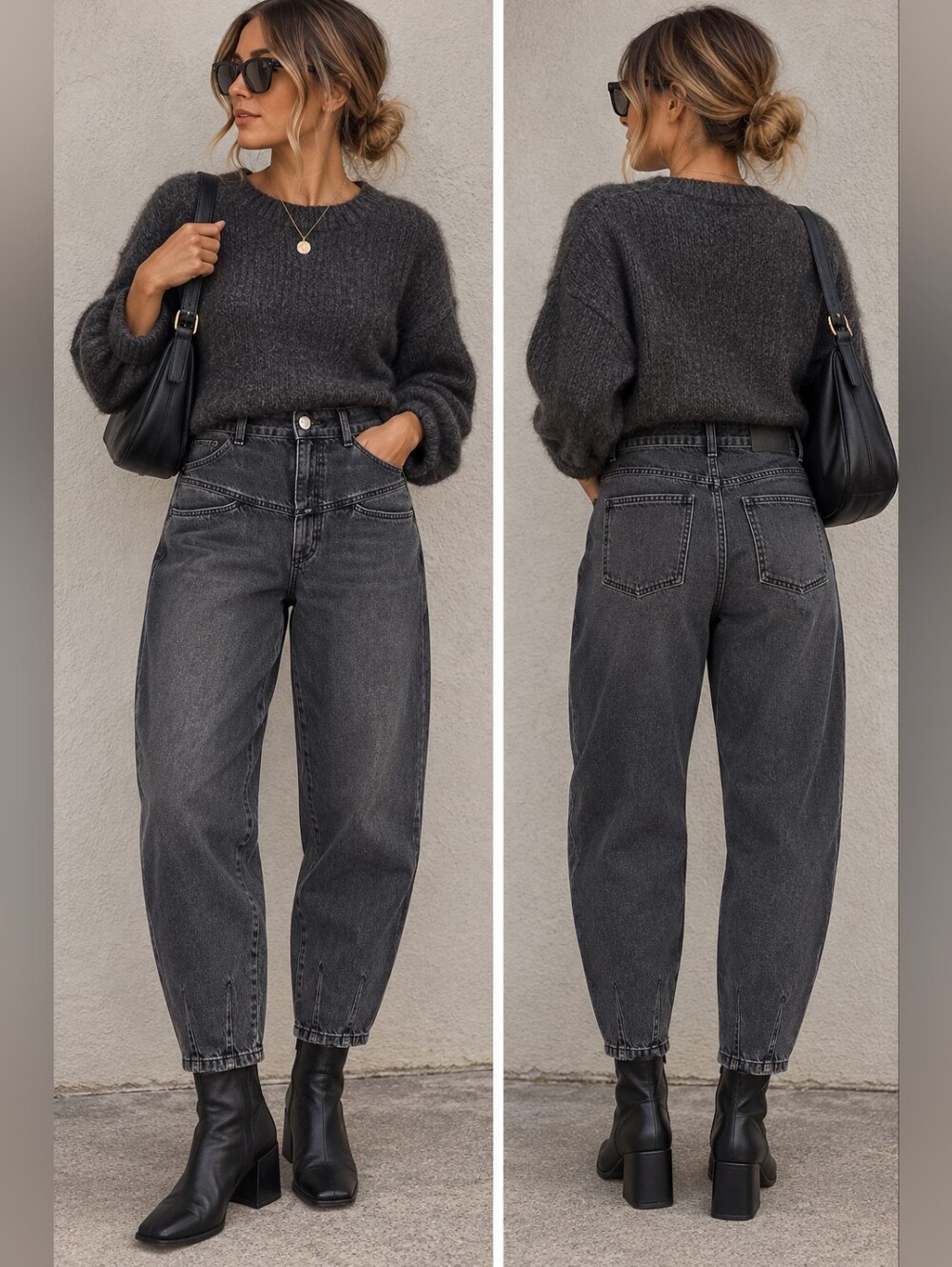 CLOSED Jeans Size 28 Washed Black Barrel Leg Candiani Italian Denim Streetwear